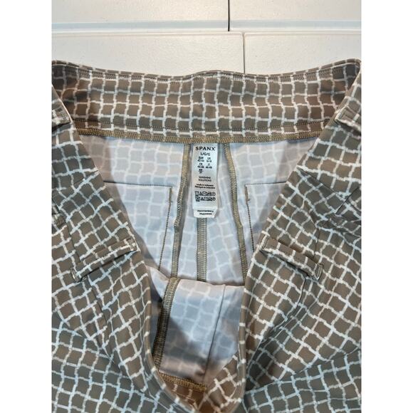 Spanx L Sunshine Bermuda Shorts Fawn White‎ Bespoke Check Pull On Dri Wick - Picture 9 of 11